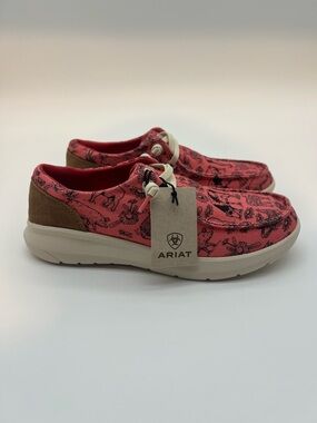 Ariat Coral Pink Livestock Canvas Slip-On Loafer Style Shoes